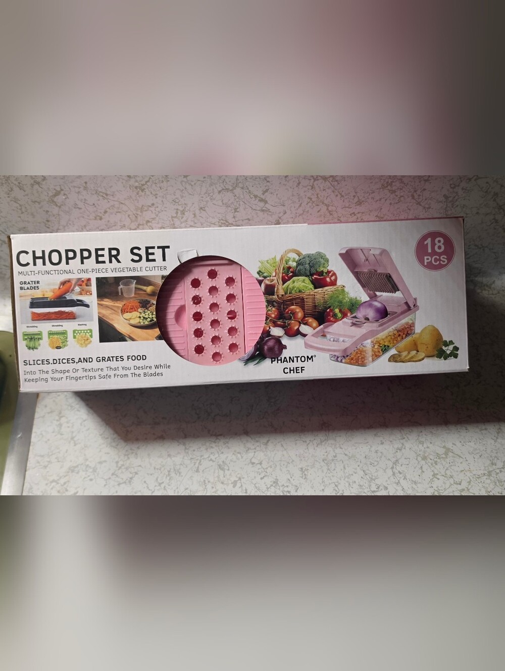 Pink 18-Piece Chopper Set - Multi-Functional Vegetable Cutter